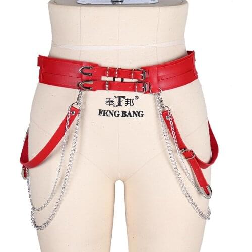 Leather Chain Body Strap Belt Stockings Gothic Womens Lingerie Sword Belts Sex Costumes Bdsm Bondage Suspender Harness Garter