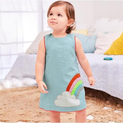 Summer new European and American style brand girls dress woven pure cotton embroidery sleeveless Nvtongtongqun