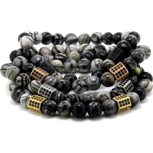 Men Pulsera Charm Classic Bead Bracelet Jewelry High Quality Stone Bead With Hexagon Friendship Bracelets Jewelry Gift BR165