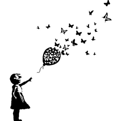 Girl Butterfly Balloon Stickers Fashion Car Window Decoration Decals Personality Pvc Waterproof Decals Black/white, 16cm*14cm