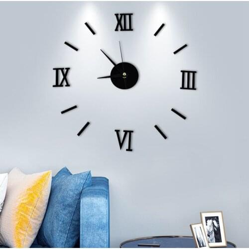 Punch-free Frameless Wall Clock 10*15*4cm 3D Acrylic DIY Decoration Silent Simple Clock for Home Livingroom Bedroom YE-H