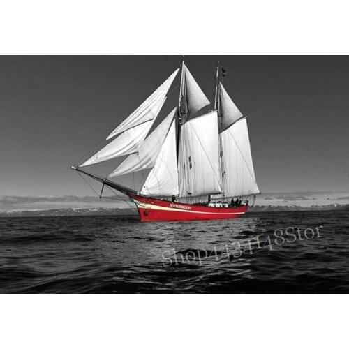 New Arrival 5d diy diamond painting landscape sailboat icon full square / round drill 3D diamond embroidered diamond mosaic