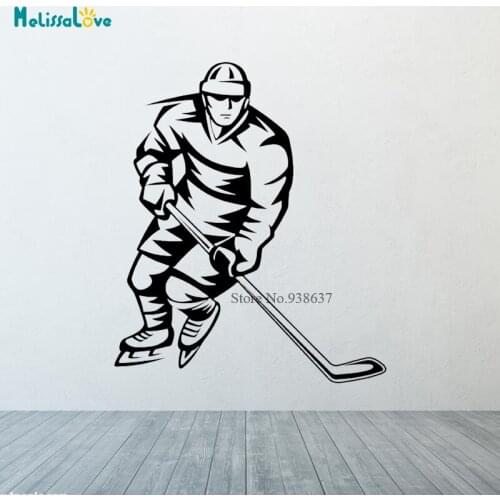 New Arrival Ice Hockey Sticker Winter Sports Decal Muurstickers Posters Vinyl Wall Decals Home Decor Mural Hockey Sticker CL315