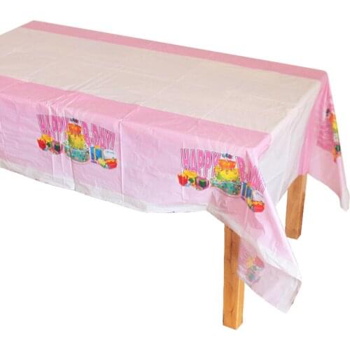 Disposable Plastic Table Cloth Table Cover Birthday Tablecloth Waterproof For Kids Birthday Party Decoration And Match Napkin