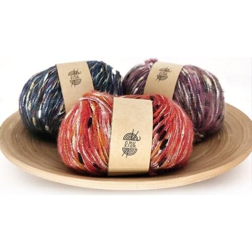 879Gold silver silk Segment dyed mohair Scarf coat sweater