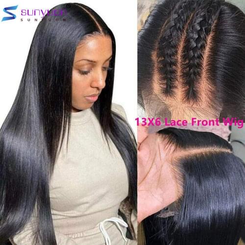 34 36 38 Inch Long Straight Lace Front Human Hair Wigs Brazilian Hair Wigs 13X4 HD Tranparent Lace Frontal Wig Remy Preplucked