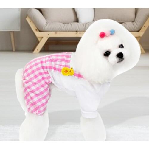 Pet Bodysuit Summer Chick Pattern Four-legged Cotton Skin-friendly Plaid Puppy Jumpsuit Pet платье для собак