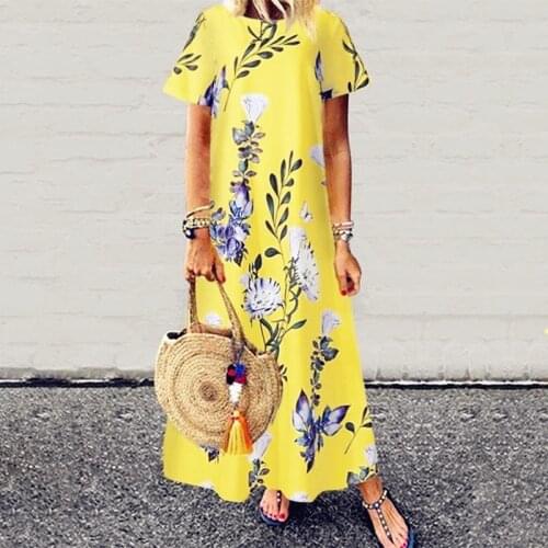 New Women Casual Loose Short Sleeve Dress Party Summer Pocket Boho Bow Befree Maxi Dress Plus Sizes Big Large Dresses Robe Femme