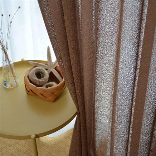Thicken 4 Colors Elegant Chocolate Tulle Sheer Curtain for Bedroom Luxury Coffee Semi Blackout Living Room Window Decor Salon
