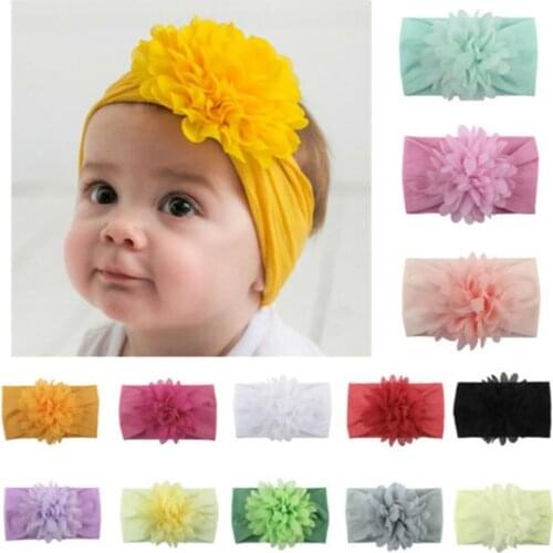 Newborn Baby Girls Cotton Blend Bow Hairband Flower Headband Sweet Turban Knot Head Wrap Headwear Hair Accessories