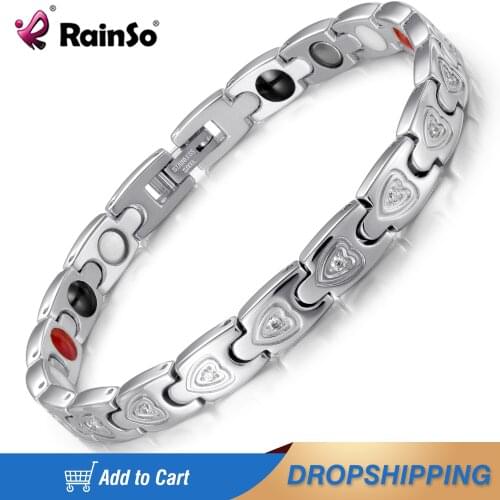 Rainso 2021 New Natural Healthy Bracelet Trendy Unisex Bio Energy Stainless Steel Gnet Negative Ions Germanium Bracelets Jewelry