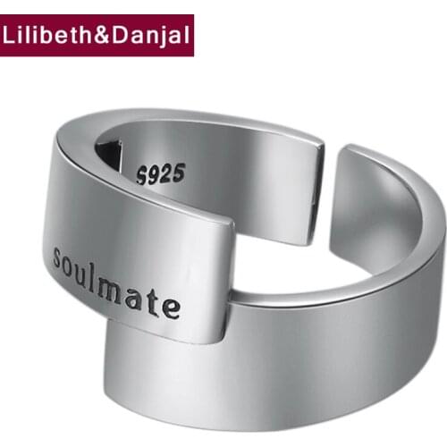 Adjustable Men Women Ring Real 925 Sterling Silver Soulmate Letter Opening Wedding Ring Fashion fine jewelry moda mujer 2019 R03
