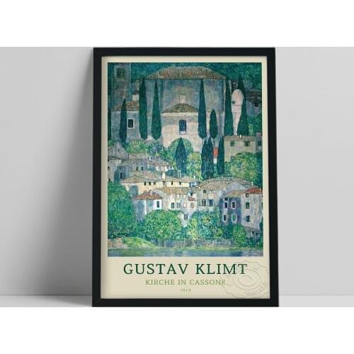 Gustav Klimt Landscape Print, Klimt Chruch In Cassone Oil Painting, Vintage Garden Decor, The Kiss Sunflower Poster, Idea Gift