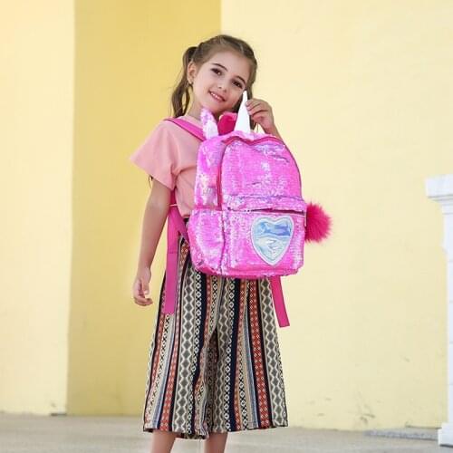 Shiny Rose Unicorn Sequins Backpacks for Girls Fashion Unicorn Cartoon Cute Outdoor Bags Outing Casual Children Kids School Bags