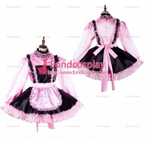 Lockable Sissy maid Satin dress Uniform cosplay costume Tailor-made[G2011]