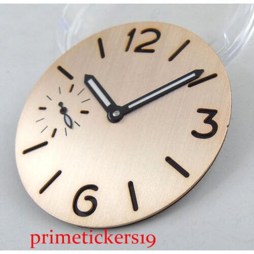 Sterile round 37.5mm champagne watch dial + watch needles watch hand fit ETA hand winding 6497 movement