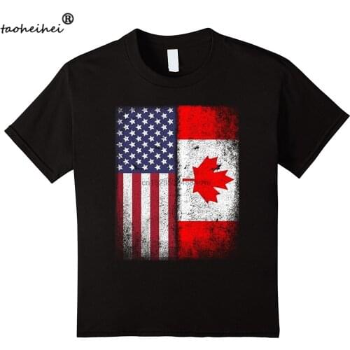 Unique Originality Pattern Canada Flag Usa Flag T Shirt