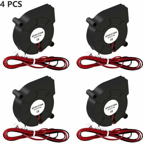 4PCS Cooling Fan 5015 DC 12V/24V Brushless Blower 50mm x 50mm x 15mm Cooling Fan 2 Pin Terminal For 3D Printer Hotend Extruder