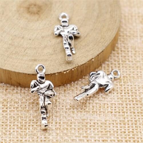 WYSIWYG 10pcs 22x13mm Antique Silver Color American Football Charm Football Player Charms Football Charms