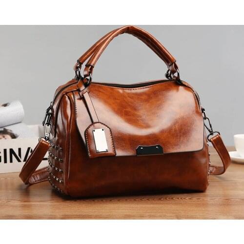 Luxury Ladies purses and handbags Vintage Rivet Handbags PU Leather Women Bag Sequined Shoulder Bag Women Leather Handbags