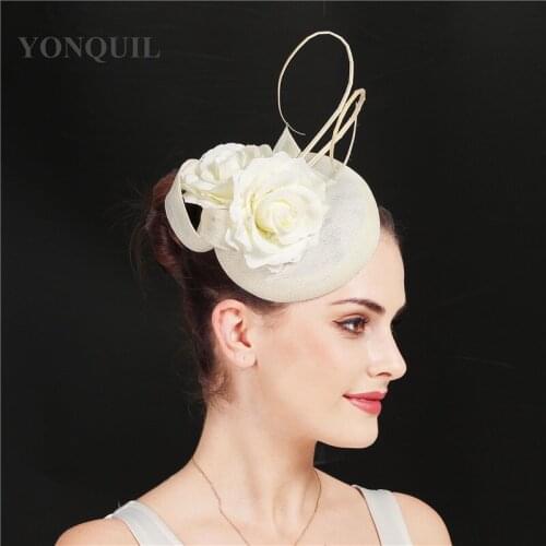 Women Elegant Vintage Fascinator Hat Hair Clip Cocktail Headpiece Party Wedding Bridal Fedora Hat Ladies Formal Dress Hats