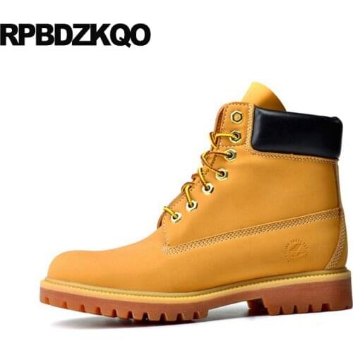 Yellow Flat Shoes Ankle Lace Up Fur Autumn Booties Round Toe Military Luxury Women Boots Winter 2021 Big Size Combat 10 12 44