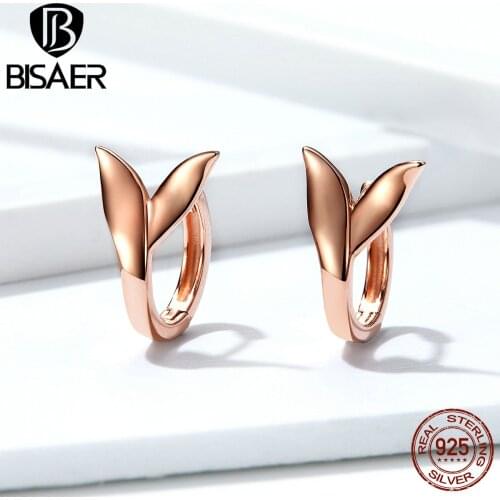 BISAER Dolphin Tail Earrings 925 Sterling Silver Ocean Dolphin'Tail Small Stud Earrings for Women Sterling Silver Jewelry EFE078