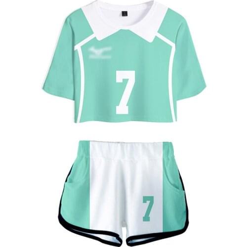 Women Short Sleeves K-pops Shirt Shorts Uniform Suit Sports Set Outfits Girls Anime Haikyuu Cosplay Jersey Oikawa Tooru Costumes