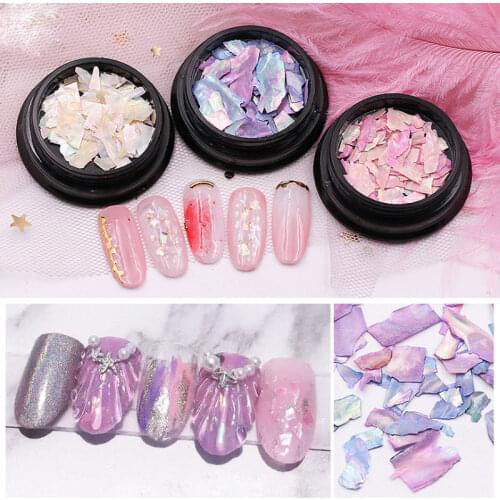 1 Box Mix Color Seashell Irregular 3D Nail Art Decorations UV Gel Nail Rhinestone Colorful Jewelry Mixed Size Abalone Shells Tip