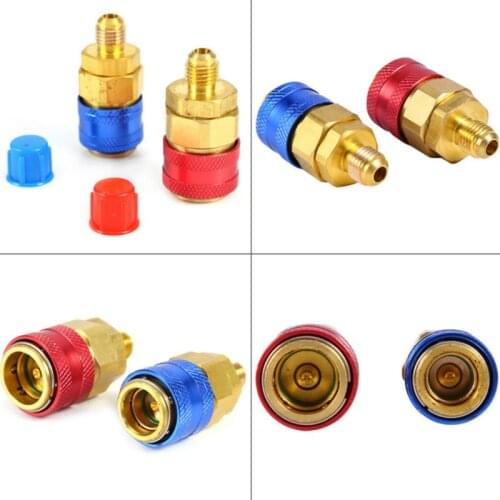 1 Pair Freon R134A H/L Car Quick Coupler Connector Brass Adapters Refrigerant 270E