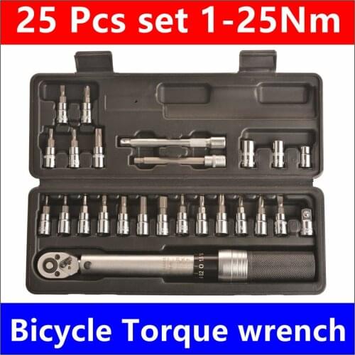 17-25Pcs/set 1/4" 1-25Nm torque wrench Bicycle Repair tools kit Repairing Tools