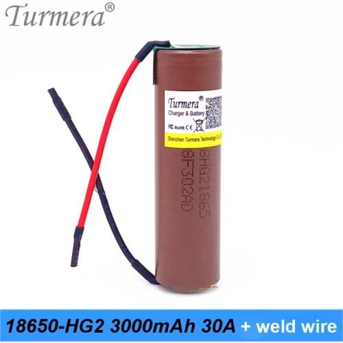 18650 hg2 3000mAh battery 30a for screwdriver shura and electric bike 18650 3.6v rechargeable + welding wire MA17