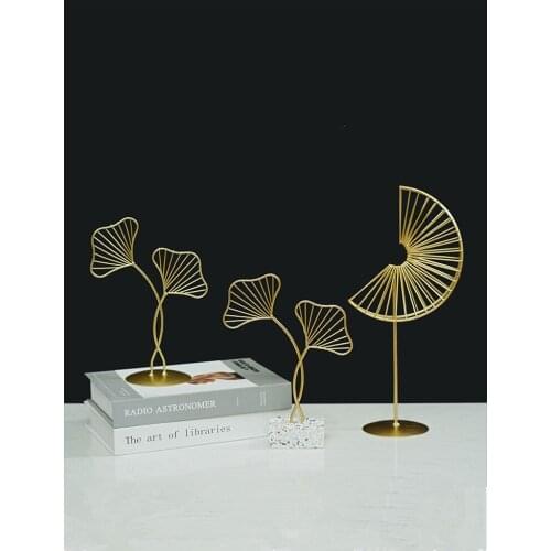 1PC Nordic Light Luxury Iron Fan Tree Leaf Decoration Creative Home Office Decoration Crafts Decoration Metal Ornaments Model