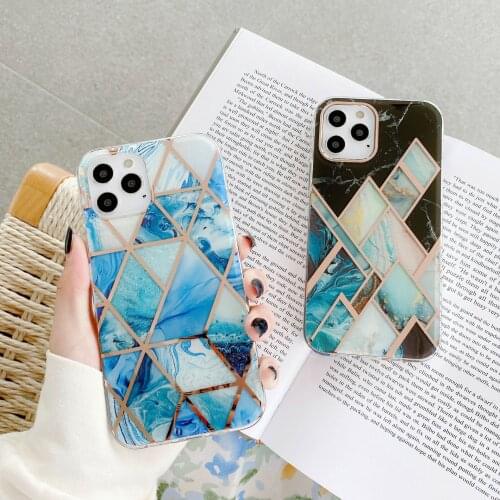 2021 Luxury Marble Phone Case for iPhone 12 12Pro Max 11 Pro X XS XR 7 8 8Plus Soft TPU Cover IMD Silicon Back Protective Cover