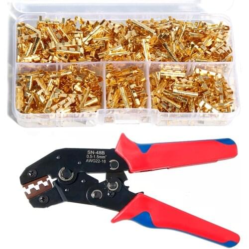 400/1000pcs U-shaped brass Naked terminal with SN48b tool Crimp wire Docking connector quick connect 0.5-1.5 square small teeth