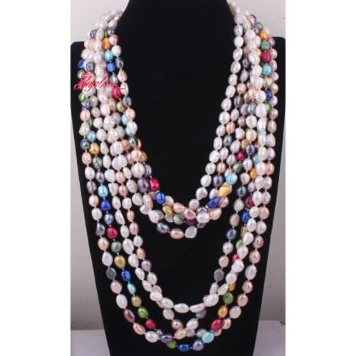 7x8-8x9mm Freeform Freshwater Pearl Natural Stone Beads Fashion Style Handwork For Woman Christmas Gift Necklace 45"