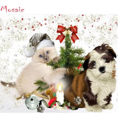 Full 5D Diy Diamond Painting Diamond mosaic Cats Dogs Candles Christmas tree Kittens Puppy Winter Shih Tzu Diamond Embroidery