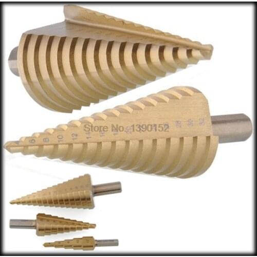 By DHL or EMS 100 pieces New 3Pcs HSS steel Large Step Cone Drill Titanium Bit Set Step Bit Tool Hole 4-12/20/32mm B003 TK1066