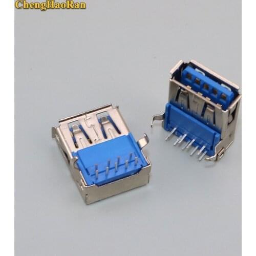ChengHaoRan 1pcs USB 3.0 Type DIP Type A Female Right Angle 9 Pin DIP Socket Connector 90 degrees
