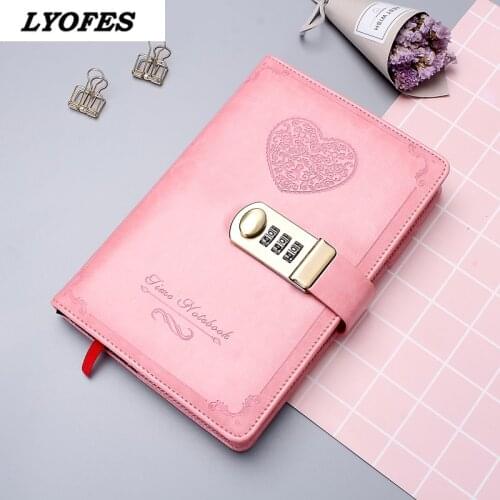 Diary B6 password book with lock retro notebook travel school Girls gift notebook Journal Business planner