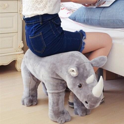 Fancytrader Simulated Rhinoceros Plush Chair Stuffed Animals Anti-skid Unicorn Toys Decoration Sofa Could Load 80kg on the Back