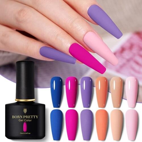 BORN PRETTY 6PCS Gel Nail Polish Set 10ml Color Gel Hybrid Varnishes All For Manicure Soak Off Semi-Permanent Base Top Coat