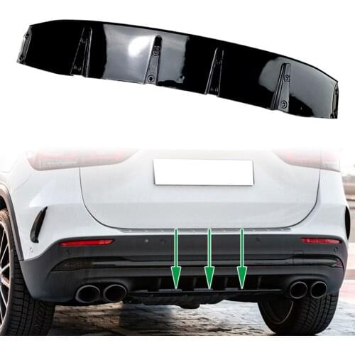 Glossy Black Car Rear Bumper Diffuser Lower Skid Plate Cover Lip Trim For Mercedes Benz GLA-Class H247 2020+ ABS Plastsic