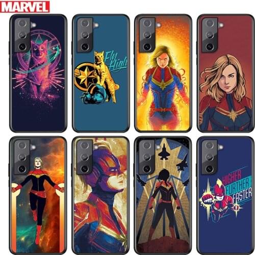Captain Marvel For Samsung Galaxy S21 S20 FE S10e S10 S9 S8 S7 S6 Ultra Plus Lite 5G Edge Black Soft Phone Case