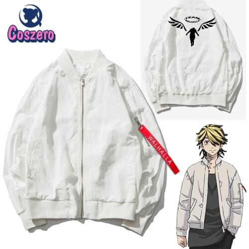 Kazutora Hanemiya Cosplay Tokyo Revengers Costumes White Coat Valhalla Uniform Baseball Coat Mikey Draken Halloween