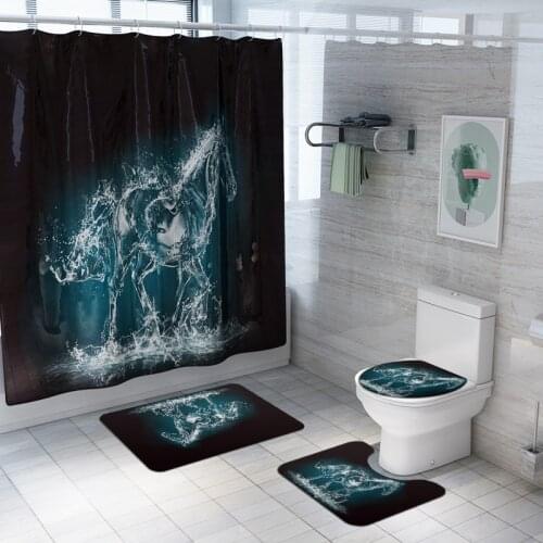 Creative Water Monster Shower Curtain Bath Mat Bathroom Mat Set Toilet Rugs Bathroom Home Decor Floor Mat Bath Rugs