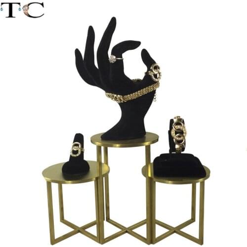 Round Stainless Steel Stand for Jewelry Display Necklace Showed Bracelet showcase Jewellery Display Black Velvet