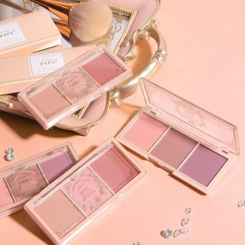 Lightweight And Portable Three Color Blush And Highlight Disc Natural Halo Holiday And Birthday Gift