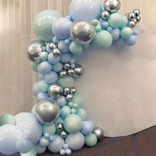 Macaron Blue Mint Pastel Balloons Garland Arch Kit Sliver 101pcs DIY Birthday Wedding Baby Shower New Year Party globos Decorati