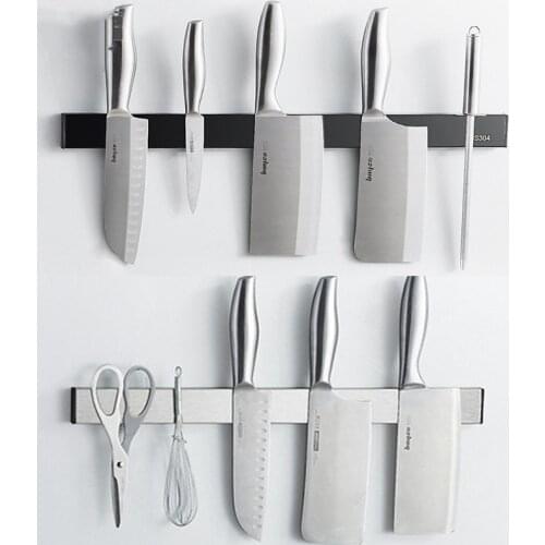 Magnetic Knife Holder Wall Mount Stainless Steel Knife Rack 30 40 50 cm Kitchen Tools Organizer Kitchen Accessories
